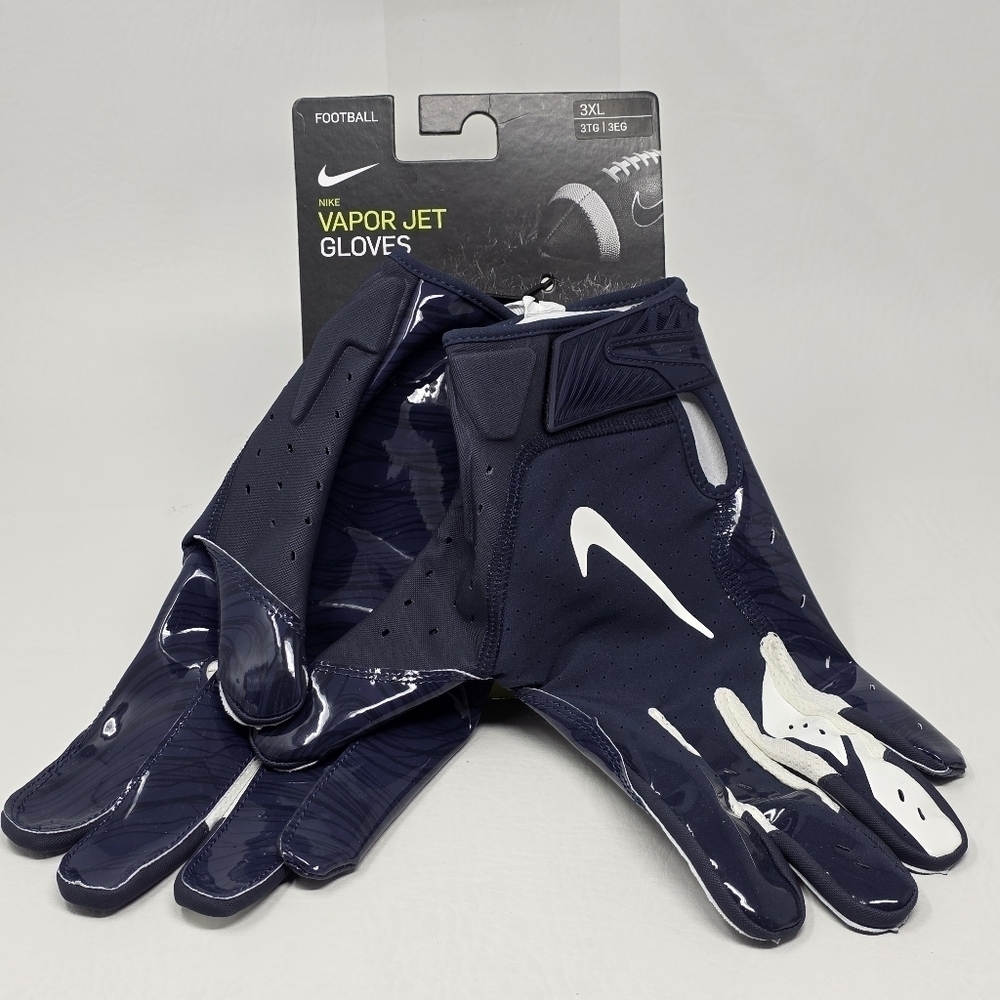 Nike Mens Size 3XL Vapor Jet 5.0 NFL Football Gloves Navy Blue PGF659-453 New